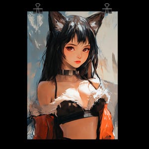 Aruka, the cute Kemono GIrl - Anime Style on Premium Matte Paper Poster