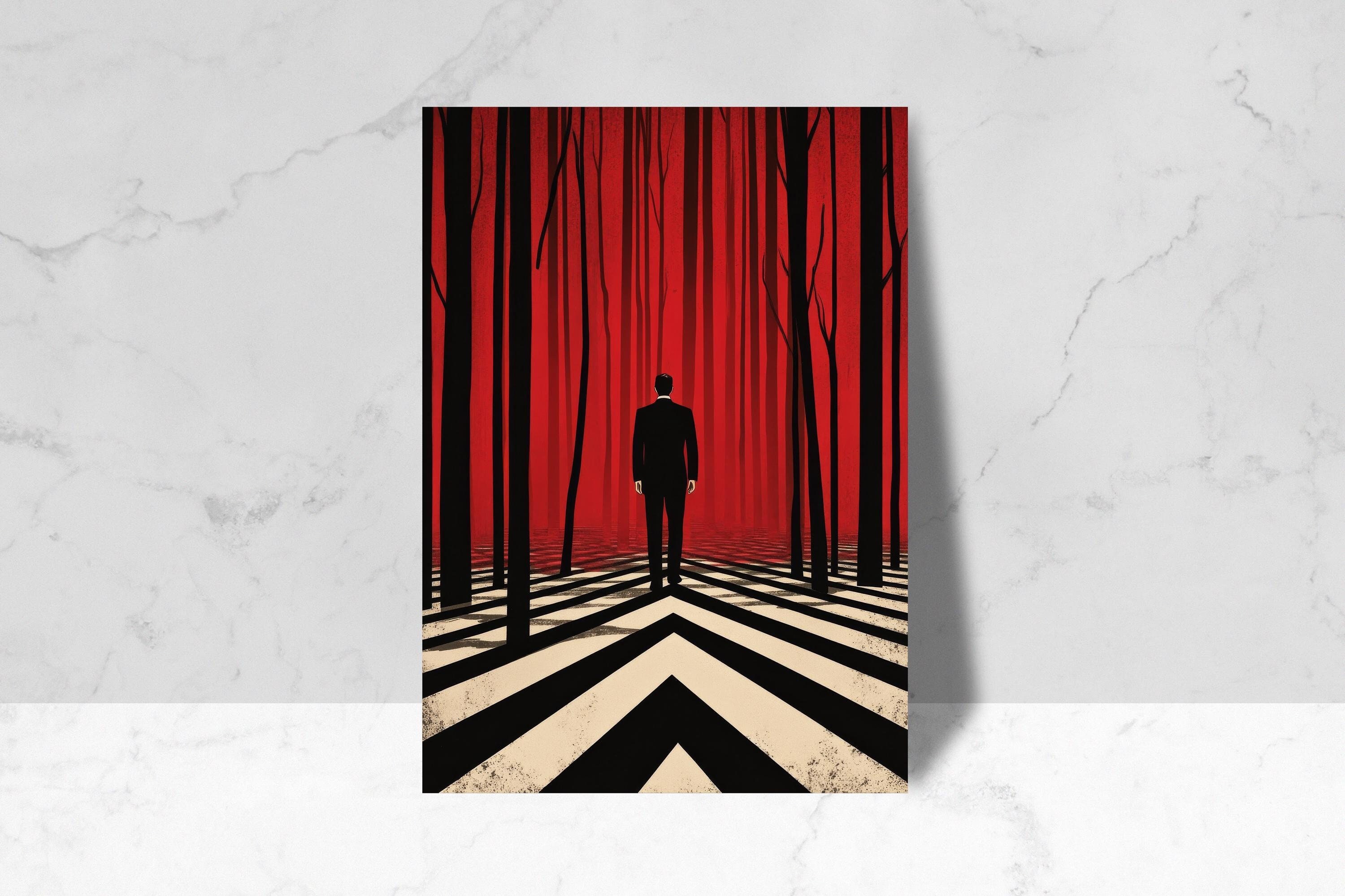 Agent Dale Cooper in the Black Lodge Forest Poster - Twin Peaks Fan Art - Entering the Black Lodge - Canvas and Printed Poster