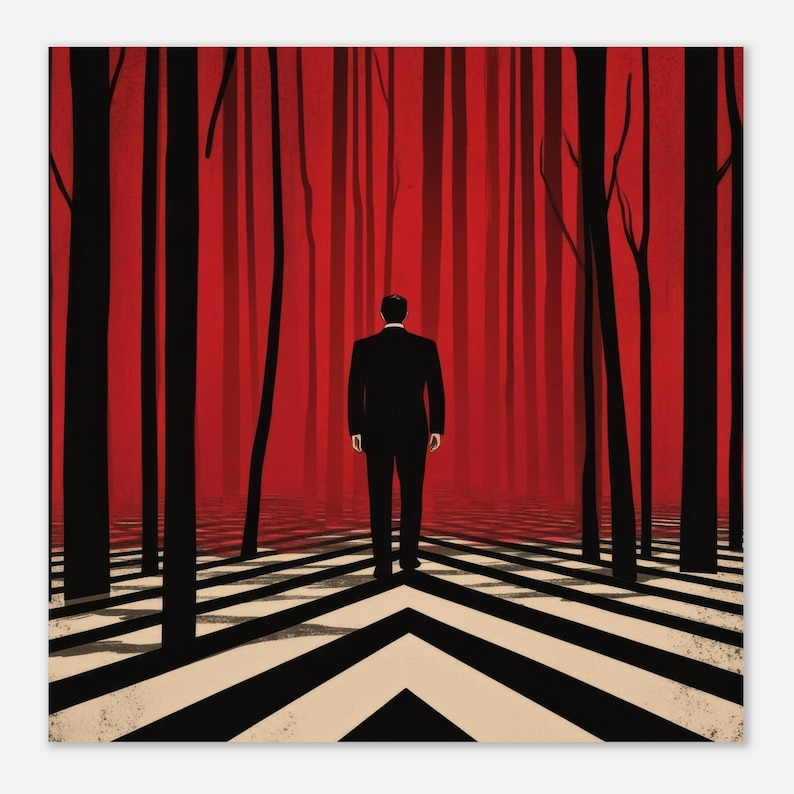 Twin Peaks Dale Cooper Black Lodge Poster: Retro Anime Fan Art (Paper/Framed Canvas) immagine 6