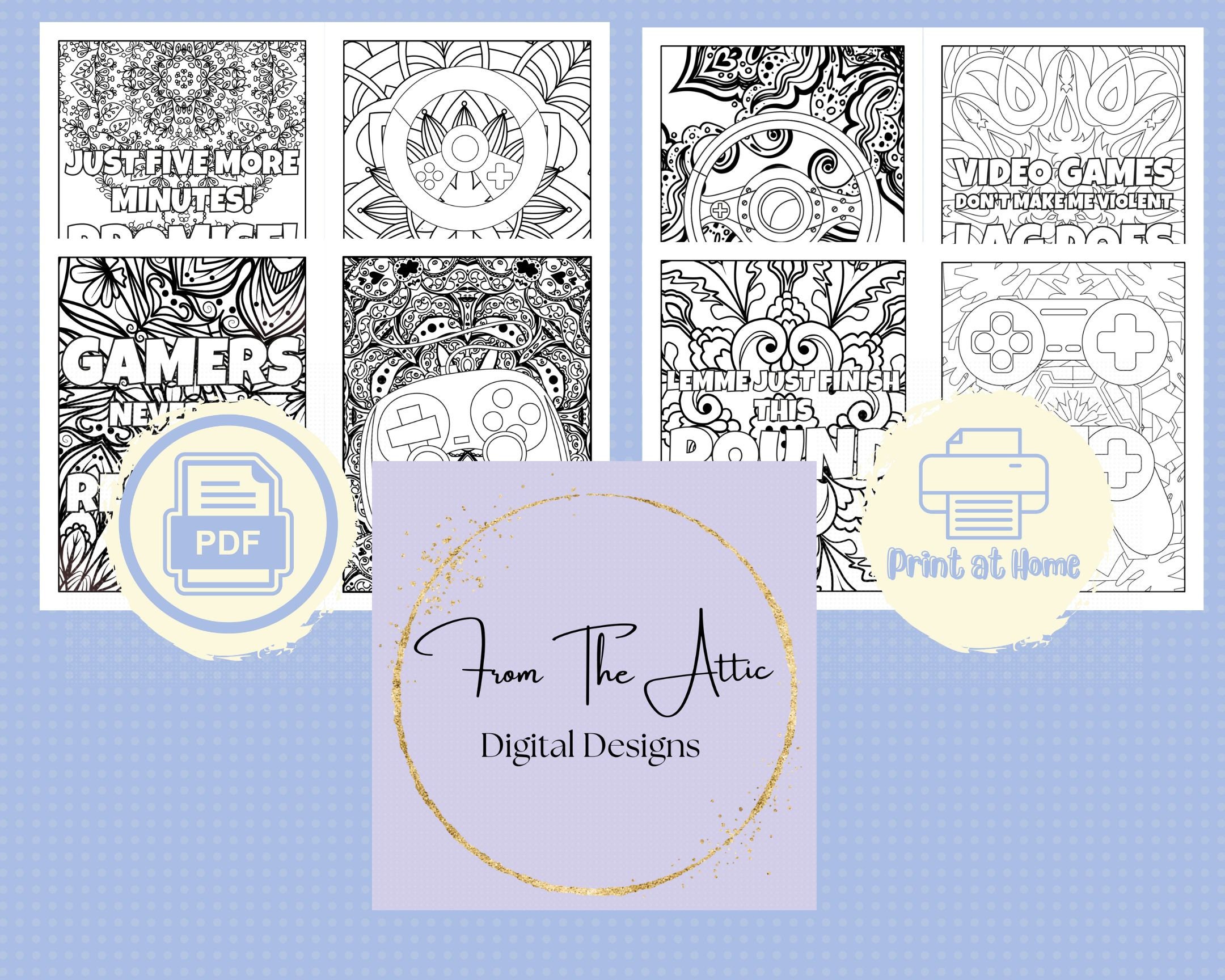 Gaming Coloring Book, Coloring Pages for Gamer, Video Game Coloring