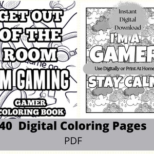 Gaming Coloring Book, Coloring Pages for Gamer, Video Game Coloring Sheets for Adults,  PDF file for Print at Home or Digital Coloring,
