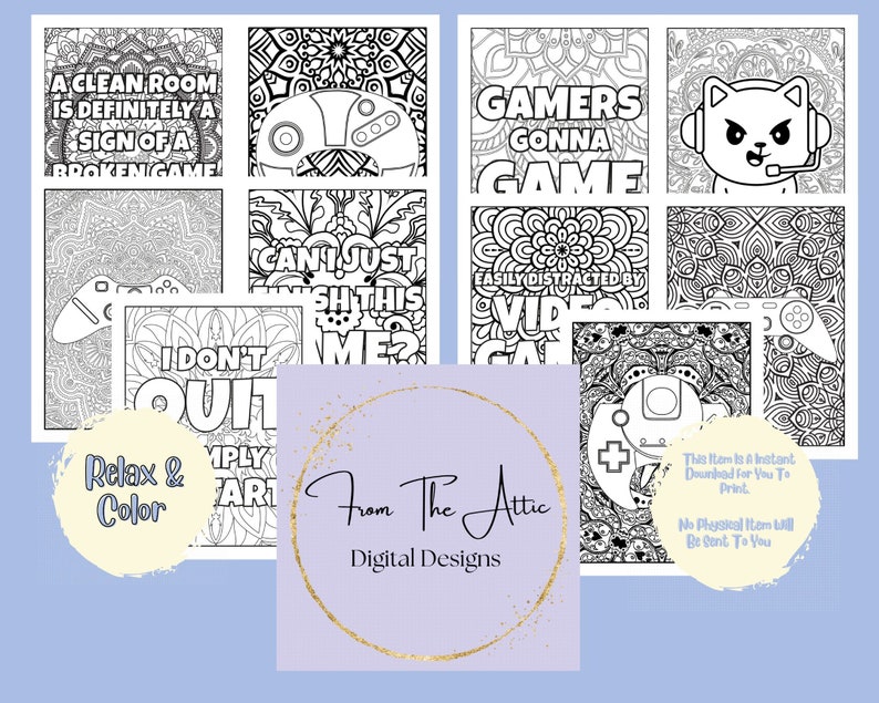 Gaming Coloring Book, Coloring Pages for Gamer, Video Game Coloring