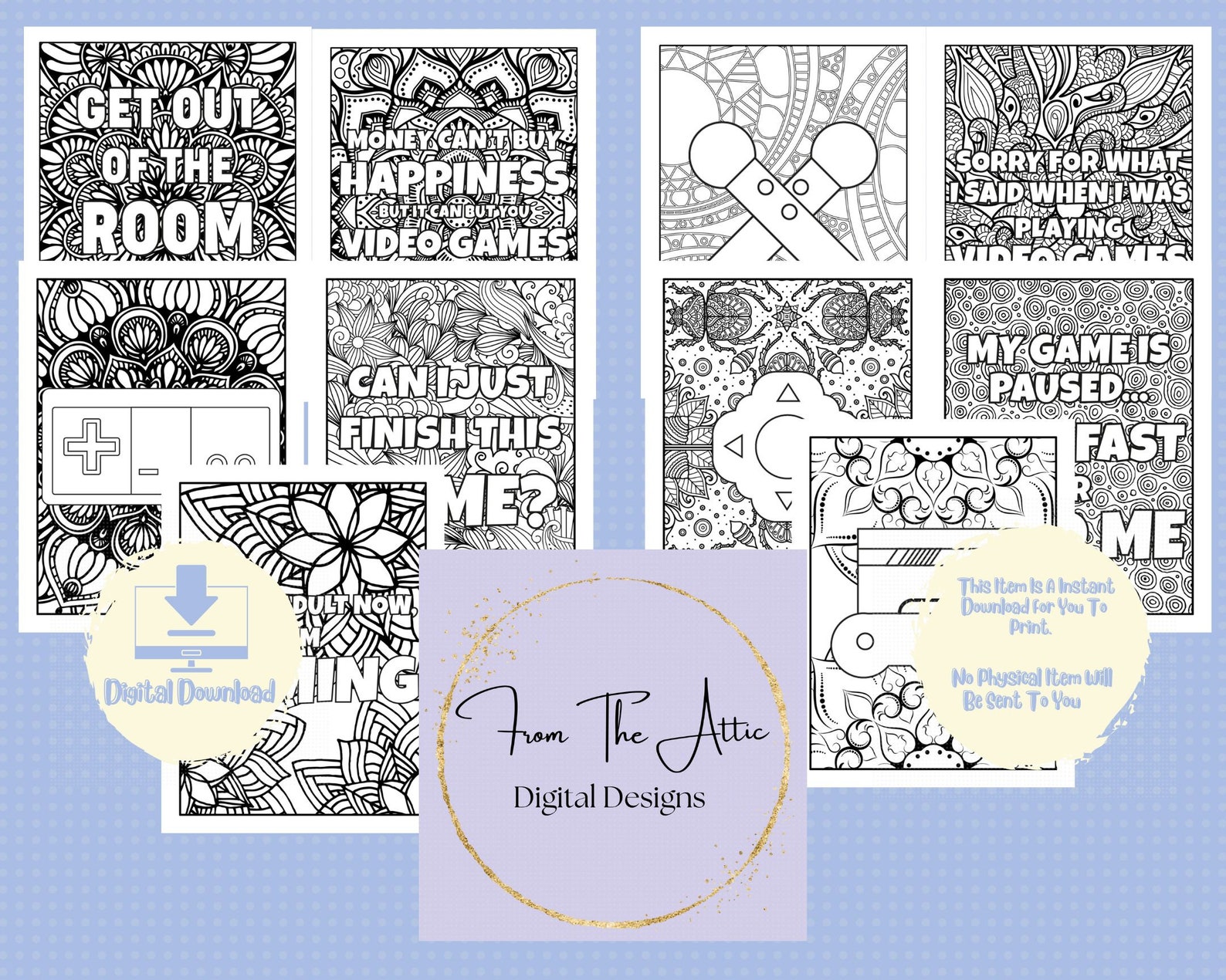 Gaming Coloring Book, Coloring Pages for Gamer, Video Game Coloring