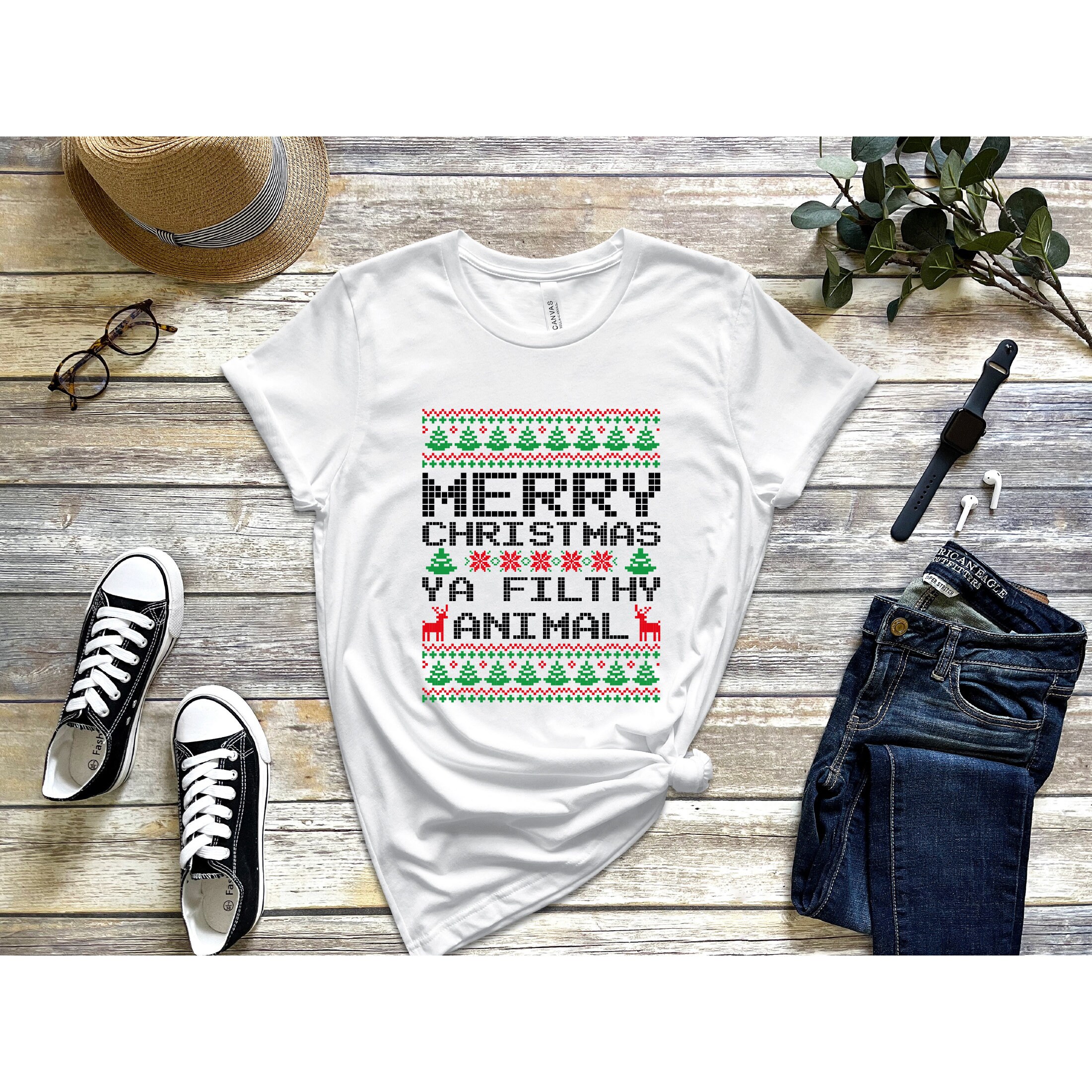 Discover Merry Christmas Ya Filthy Animal Shirt, Home Alone Xmas Shirt