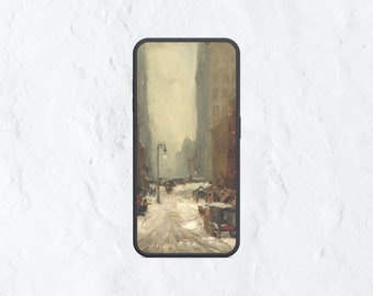 Snow in New York, PHONE WALLPAPER, Vintage Art