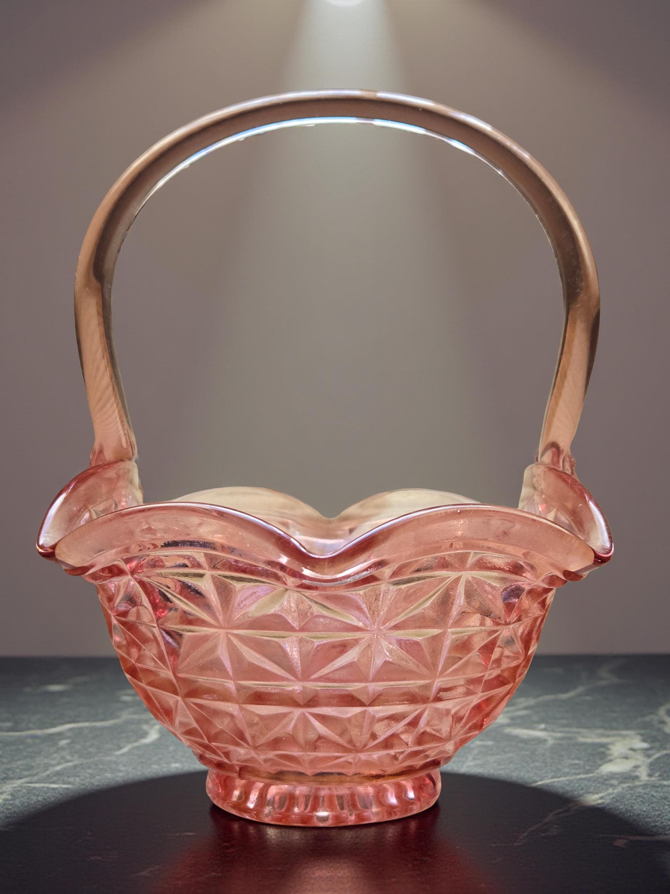 Vintage Glass Basket - Etsy