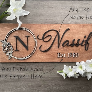 Personalized Wedding Gift Last Name Established Sign Family Name Sign Custom Wood Sign Wooden Anniversary Gift Couple Gift Personalized Sign
