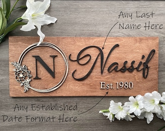 Personalized Wedding Gift Last Name Established Sign Family Name Sign Custom Wood Sign Wooden Anniversary Gift Couple Gift Personalized Sign