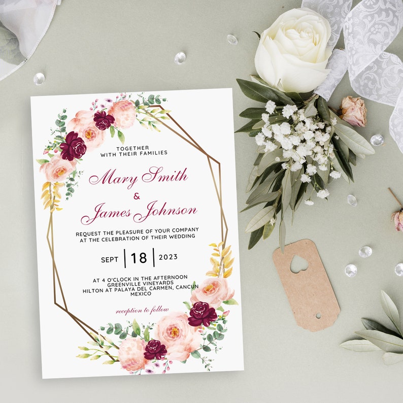 Floral Wedding Invitation Set Wedding Invitation Template Etsy Floral Wedding Invitation Set Wedding Invitation Template Etsy
