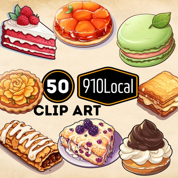 Cartoon-Style Realistic Pastry Art - 50 Variations | Cannoli, Puff Pastry, Macaron, Brioche | Sweet Desserts & Cake Designs