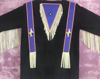 Handmade Beaded War Shirt: Native American Style Powwow Regalia