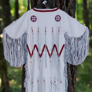 White discolored Buckskin Dress