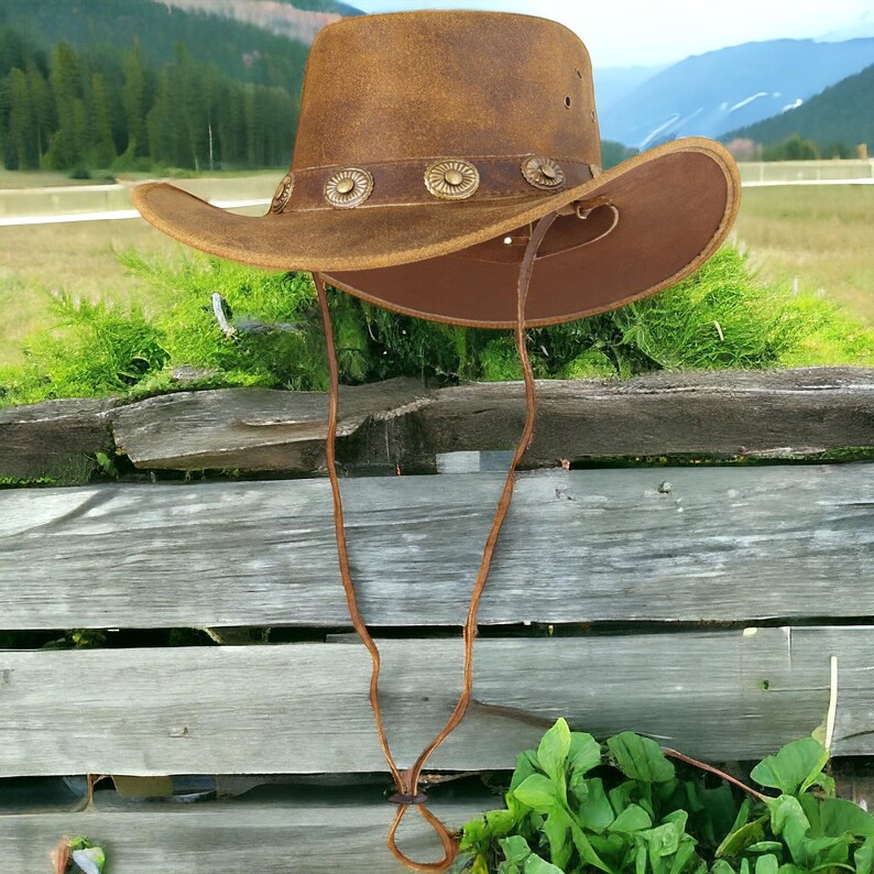 Handcrafted Leather Cowboy Hat: Western Style Outback Hat - Etsy
