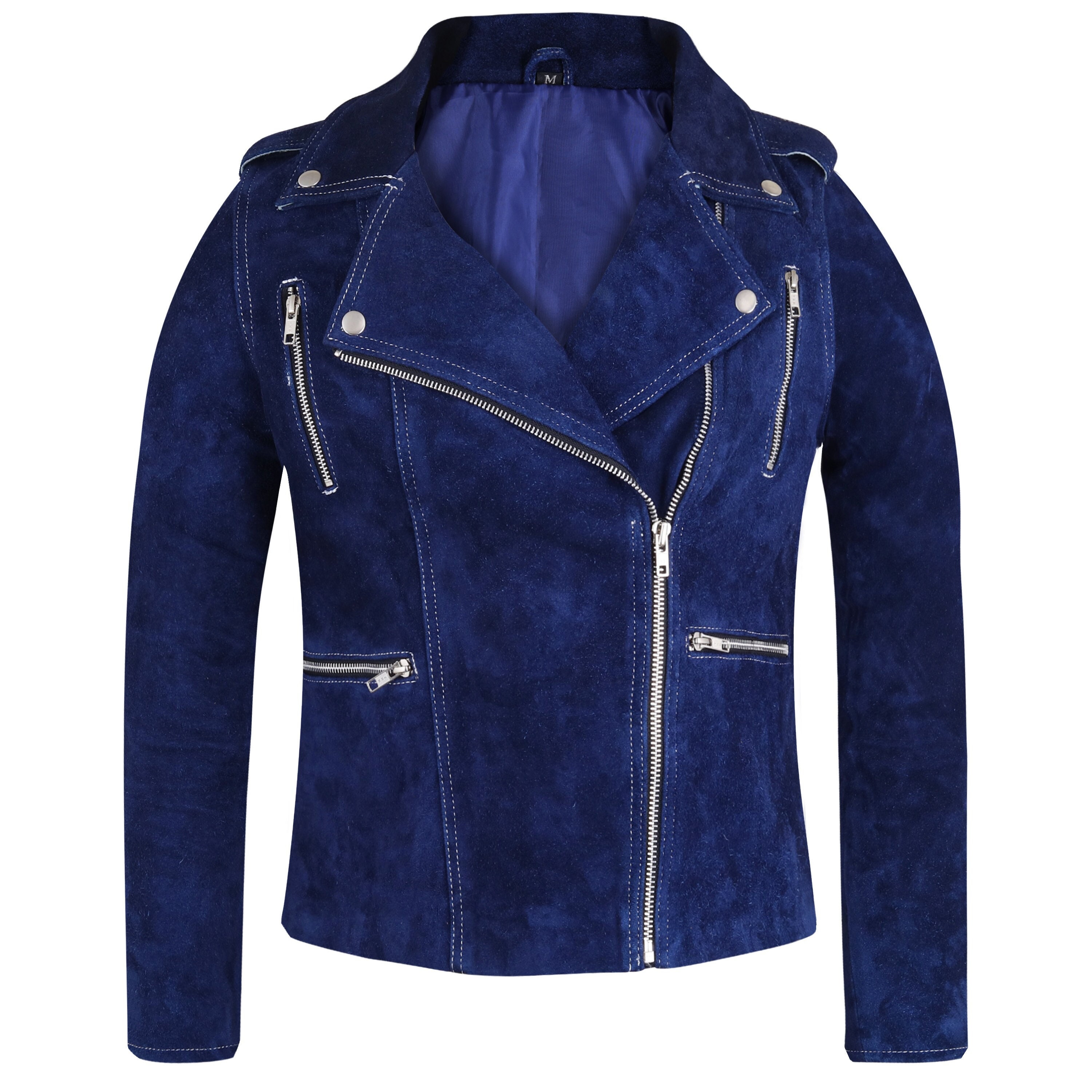 Handmade Purple Suede Leather Biker Jacket - Western Style