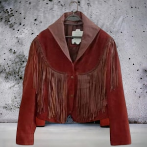 Veste western en cuir suédée, véritable daim, chemise à franges douces pour femme
