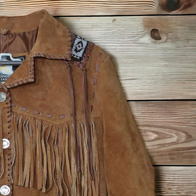 Women Western Cowboy Suede Fringe Jacket Native American Fringe Leather Jacket, Chaqueta con flecos de ante vaquero occidental