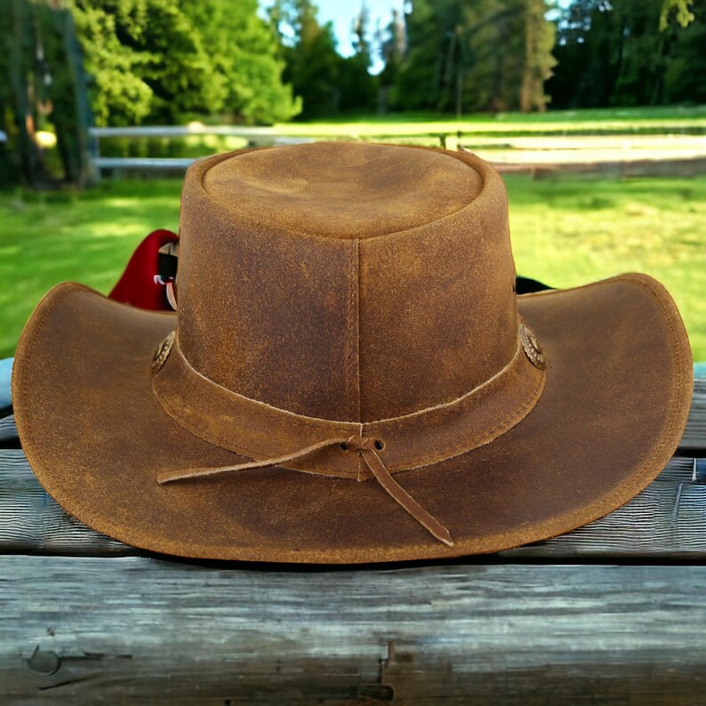 Handcrafted Leather Cowboy Hat: Western Style Outback Hat - Etsy