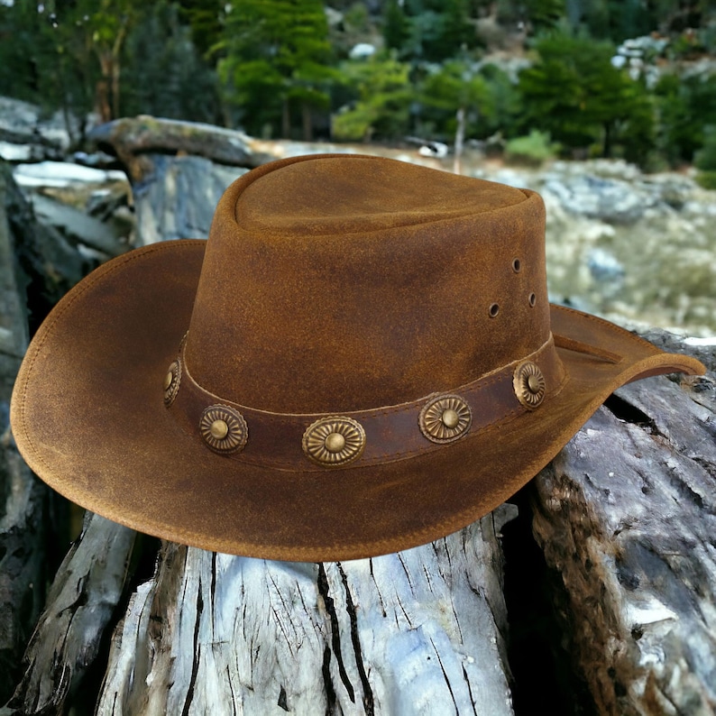 Handcrafted Leather Cowboy Hat: Western Style Outback Hat - Etsy