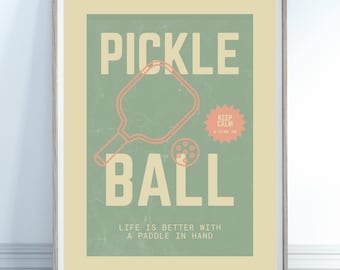 Pickleball Wall Art, Trendy Art, Colorful Wall Art, Pickleball Poster, Pickle Ball Print, Fun Print, Sports Digital Print, Pickleball Print