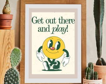 Go Play Poster, Sports Wall Art, Pickleball, Kids Wall Art, Wall Art, Sports Poster, Playroom Print, Classroom, Kids Print, Kids, Outside