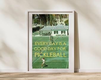 Preppy Pickleball Wall Art, Trendy Art, Colorful Wall Art, Pickleball Poster, Pickle, Fun Print, Digital Print, Pickleballer, Country Club