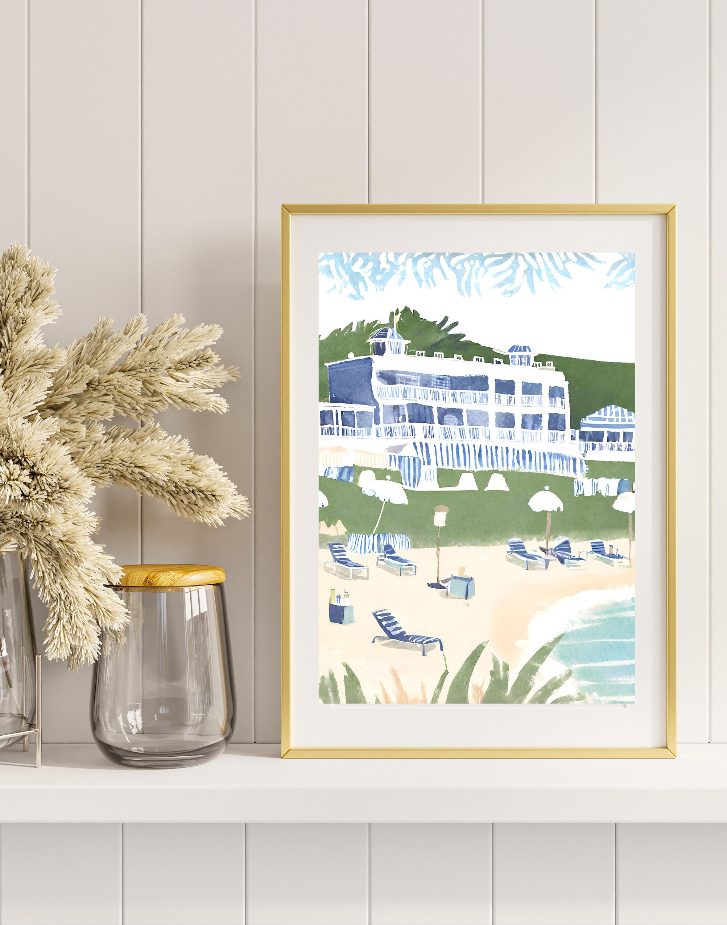 Montauk Watercolor Art, Watercolor Wall Art, Digital Wall Art, New York Art, Beach Art, Preppy Art, Watercolor Painting, Painting, Hamptons