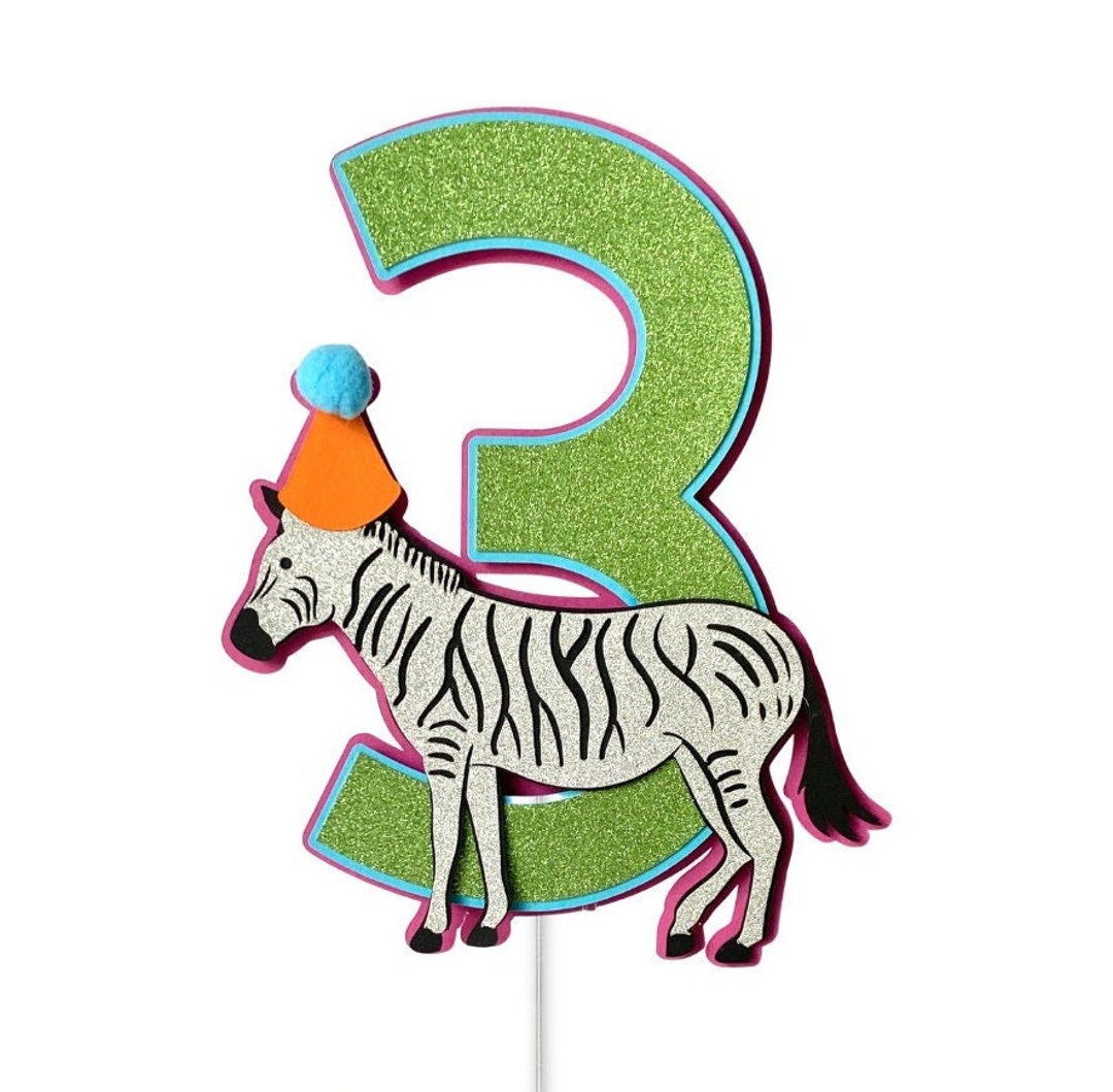 Customizable Party Animal Cake Topper Zebra Themed Decor Etsy