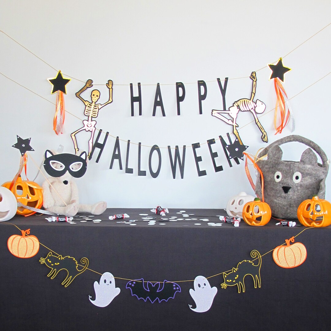 Halloween Dancing Skeletons Garland Halloween Decorations Etsy