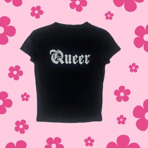 Queer Glitter Lesbian Bisexual Gay Pride MUNA y2k Baby Tee T-Shirt Crop Top Sapphic Shirt wlw  LGBTQ