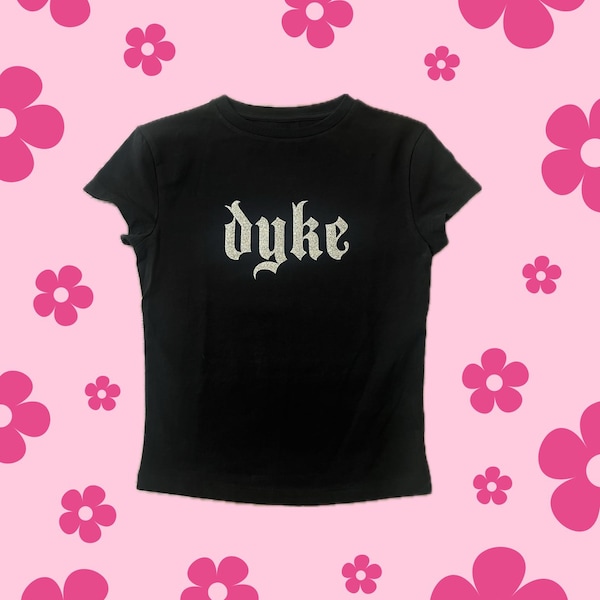 Dyke Glitter Baby Tee - Lesbian Pride Crop Top, MUNA Inspired