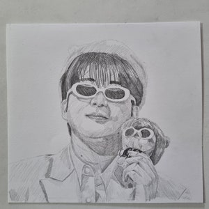 Choi Jongho ATEEZ pencil drawing sketch original artwork A5(approx.), kpop gift decor