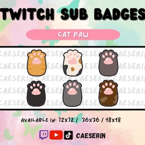 Kawaii Cat Paw Sub Badges - Twitch
