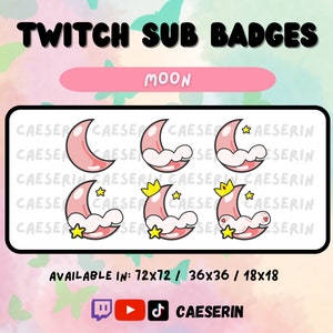 Cute Moon Sub Badge - Twitch