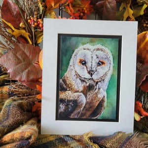 Watercolor Owl Print, Giclee Print, Matted Print, Barn Owl Art, Ready-to-Frame