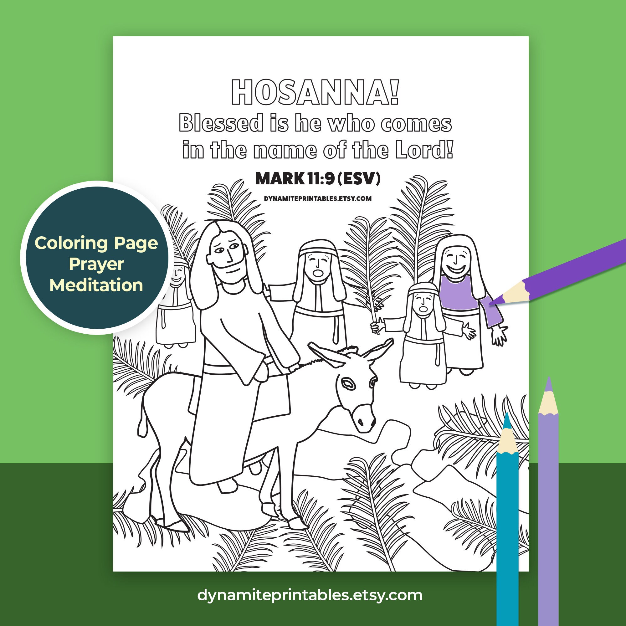 Coloring Page Palm Sunday Liturgical Church Year Lutheran Catholic Holy