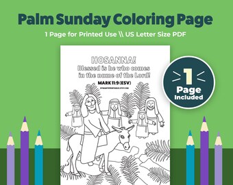 Coloring Page Palm Sunday Liturgical Church Year Lutheran Catholic Holy Week Instant Download
