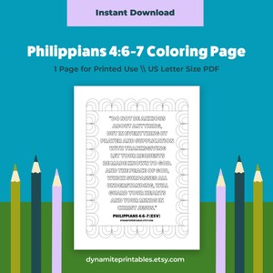 Philippians 4:6-7 Coloring Page Printable Scripture Meditation ESV Coloring Page Christian Prayer Coloring Page Bible Verse Instant Download