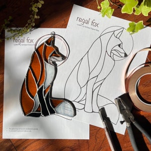 Stained Glass Fox Pattern, Stained Glass Pattern, Foxes, Stained Glass Patterns, Digital Download, DIY Stained Glass, Stained Glass Decor,