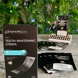 Discover easy whitening with Idahome Smiles' Arctic Frost PAP+ Strips. 28 strips for quick 30-minute sessions. Ideal for on-the-go lifestyles, brighten your smile without any mess.