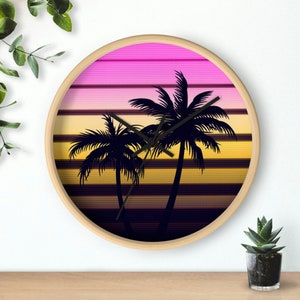 Synthwave Out Run Retrowave Vaporwave Wall Clock