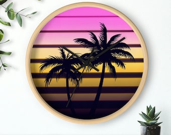 Synthwave Out Run Retrowave Vaporwave Väggklocka
