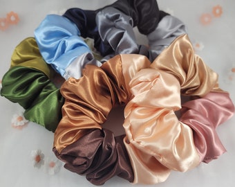 Multi Colored Large Satin Scrunchies
