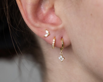 Everyday Gold Earring Stack Set, Sterling Silver Earring Set, Stacking Gold Earring, Gift Earring Set, Earring Set For Multiple Piercing Set