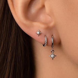 925 Sterling Silber Ohrring Set, Anlauffrei Ohr Stack Multi Piercing Ohrringe Set, Alltag Ohrringe, Weihnachtsohrringe Geschenk für sie