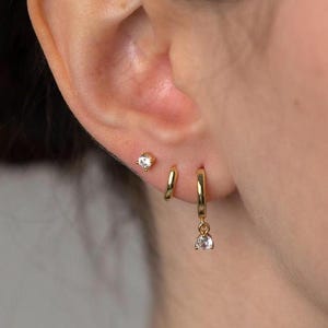 Minimalist Huggie Hoops Ear Stack, Christmas Hoop Earring Set, tiny hoop earrings, dainty hoops, gold hoops, huggie hoop earring, gift ready