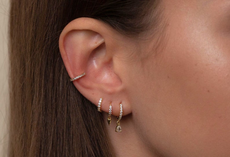 gold ear stack set - stacking earrings gold