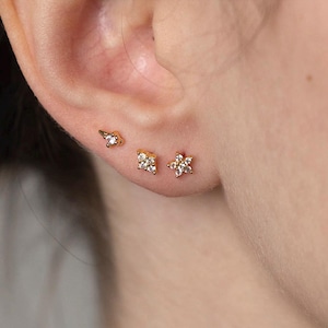 Tiny Gold Stud Set, Everyday Small Stud Earrings, Sterling Silver Studs, Triple Stud Earrings, 925 Stud Earring Set, 3 Piercing Stud Earring