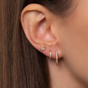 gold earring sets, gold ear stack, earring set of 3