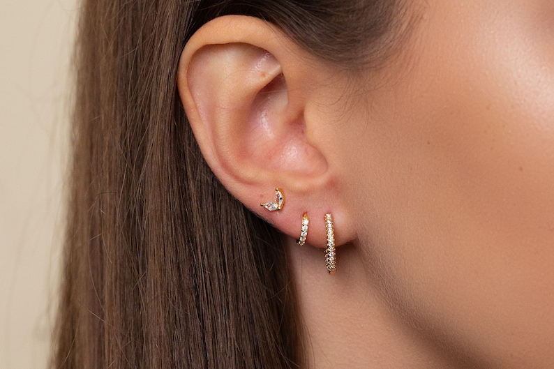 gold earring sets, gold ear stack, earring set of 3