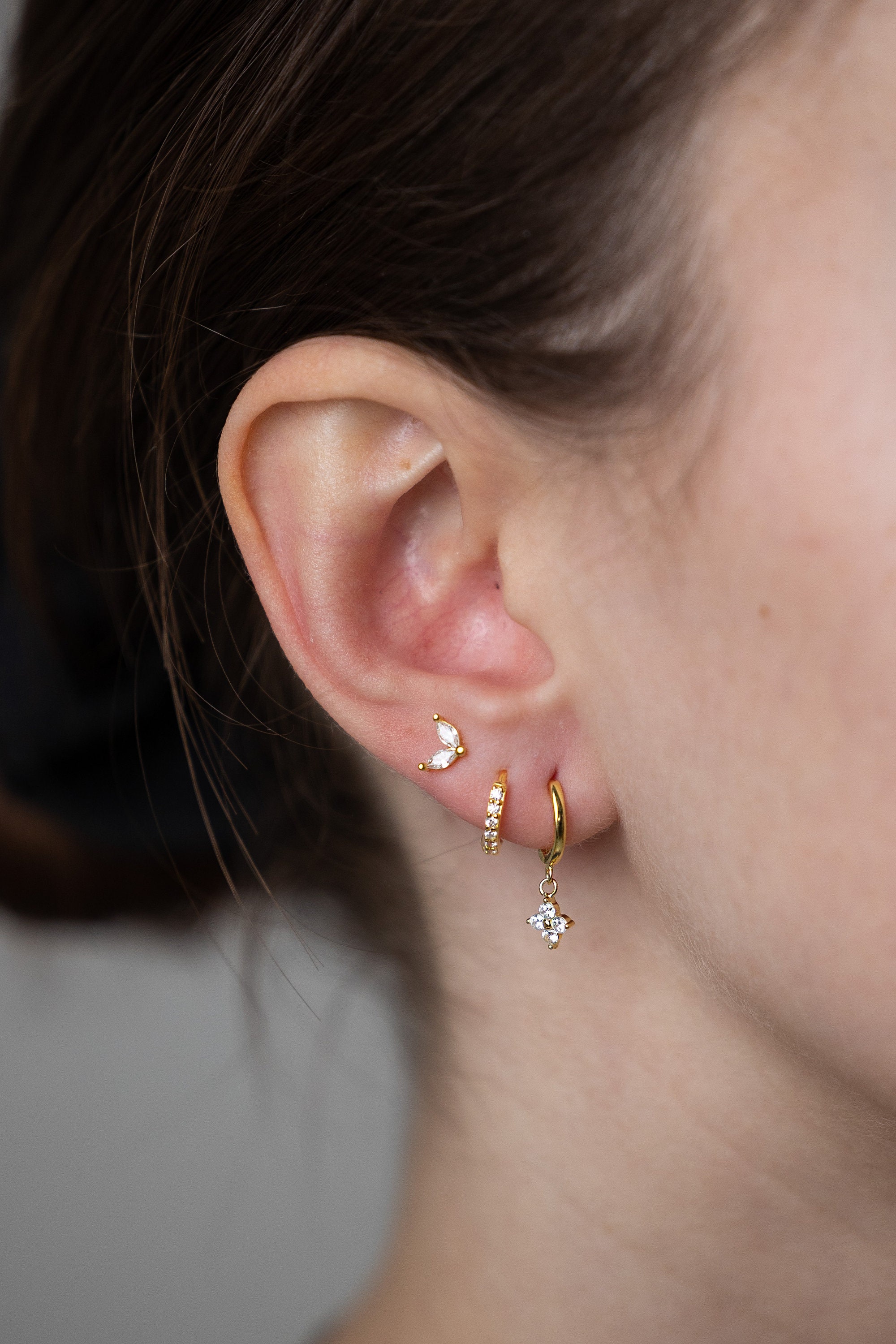 Everyday Gold Earring Stack Set, Sterling Silver Earring Set